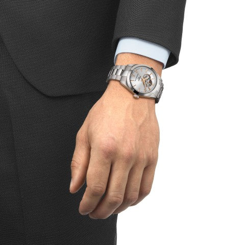 Tissot Gentleman T1274071103101 Powermatic 80 Open Heart Stainless Steel Men's Watch - mzwatcheslk srilanka