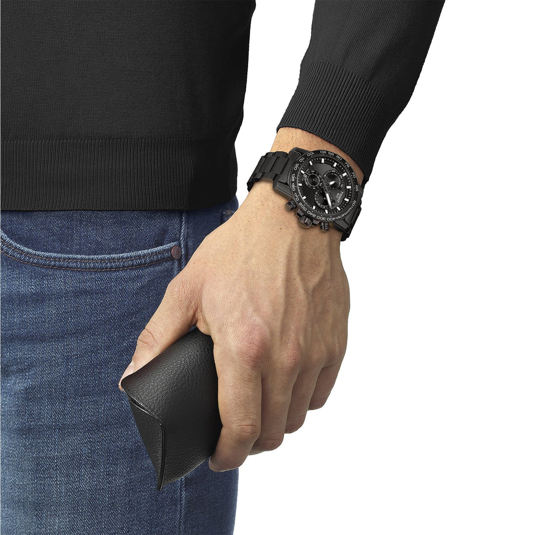 Tissot T1256173305100 Supersport Chrono Black Dial Black PVD Steel Bracelet Men's Watch - mzwatcheslk srilanka