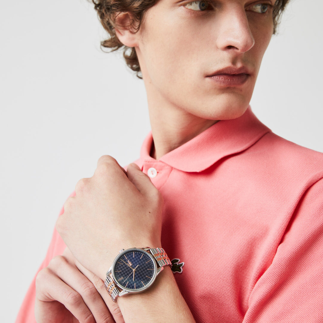 Lacoste 2011048 Vienna Two Tone Stainless Steel Bracelet Blue Dial Men's Watch - mzwatcheslk srilanka