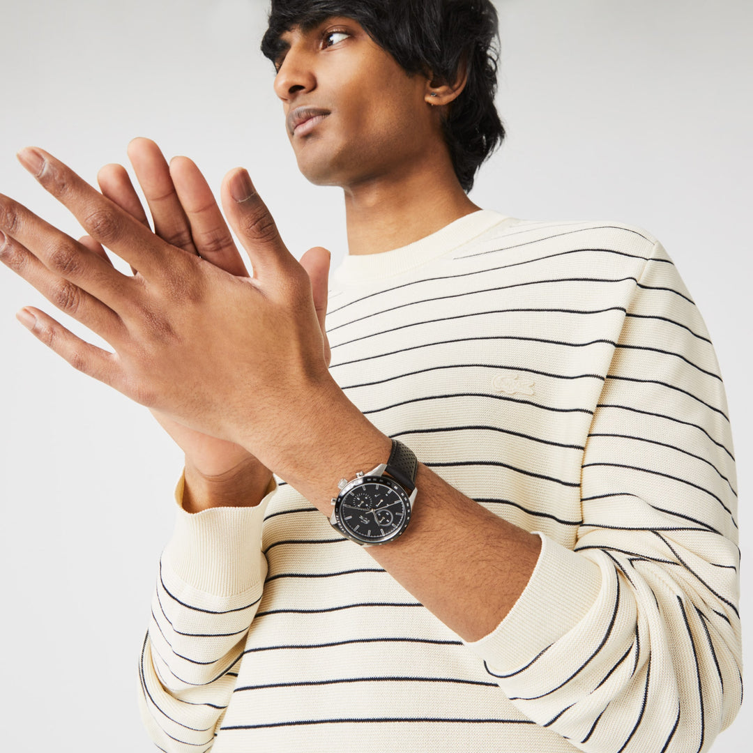 Lacoste 2011109 Boston Black Leather Strap Black Dial Men's Watch - mzwatcheslk srilanka