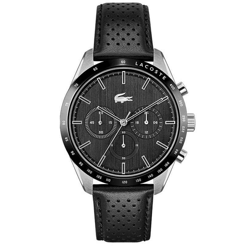 Lacoste 2011109 Boston Black Leather Strap Black Dial Men's Watch - mzwatcheslk srilanka