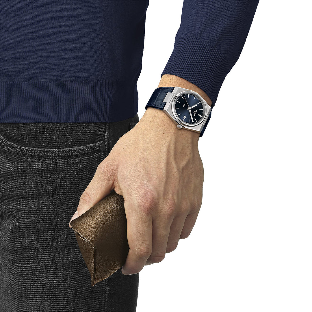 Tissot T1374101604100 PRX 40 205 Blue Dial Blue Leather Strap Men's Watch - mzwatcheslk srilanka