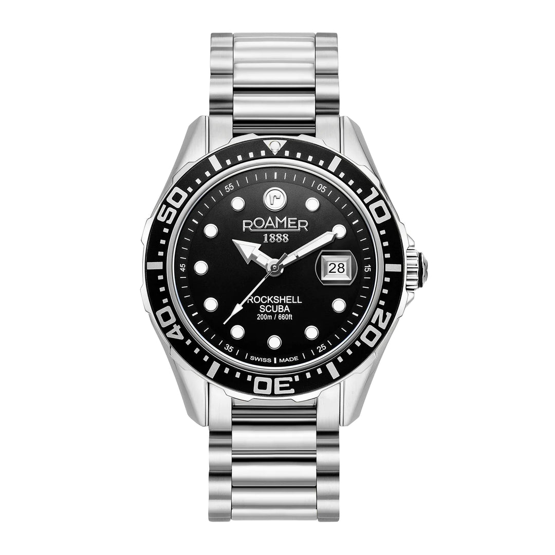 Roamer 220858 41 85 50 Rockshell Scuba Black Dial Stainless Steel Bracelet Men's Watch - mzwatcheslk srilanka