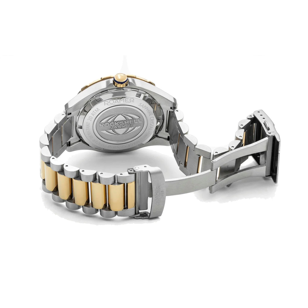 Roamer 220858 47 45 50  Rockshell Scuba Blue Dial Two Tone Stainless Steel Bracelet Men's Watch - mzwatcheslk srilanka