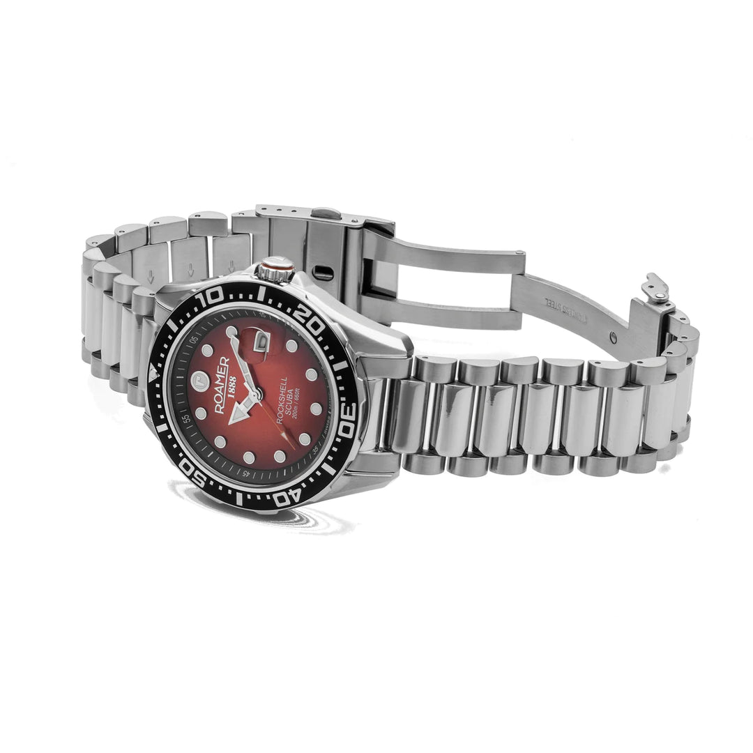 Roamer 220858 41 05 50 Rockshell Scuba Orange Dial Stainless Steel Bracelet Men's Watch - mzwatcheslk srilanka