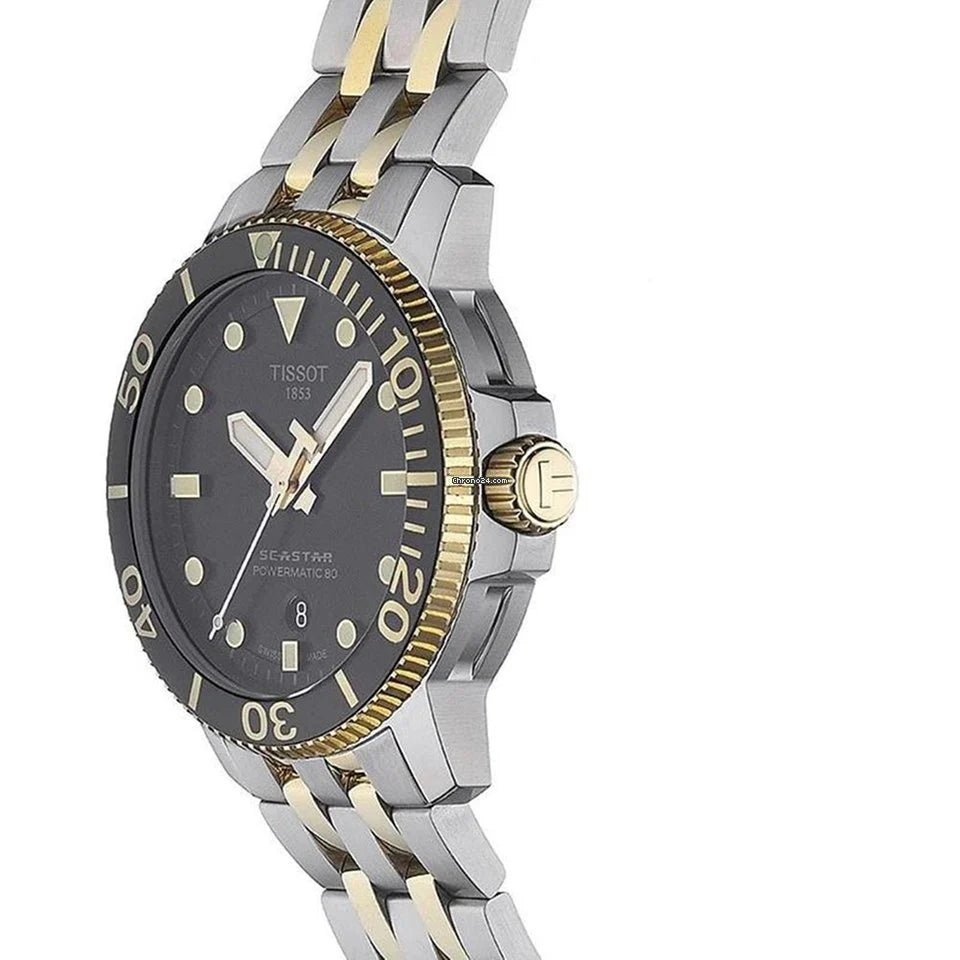 Tissot T1204072205100 Seastar 1000 Powermatic 80 Automatic Two Tone Men’s Watch - mzwatcheslk srilanka