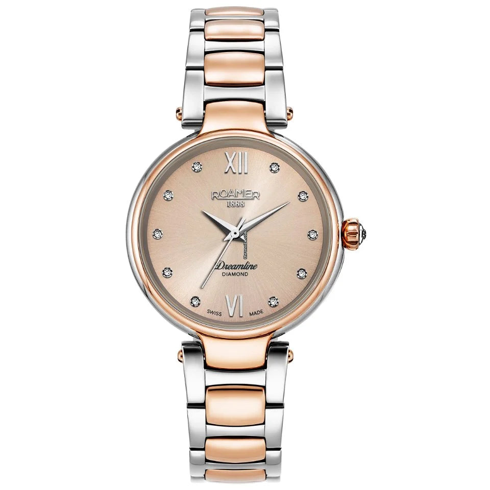 Roamer 857847 49 38 50 Dreamline Diamond Set Rose Gold Dial Two Tone Steel Bracelet Women's Watch - mzwatcheslk srilanka