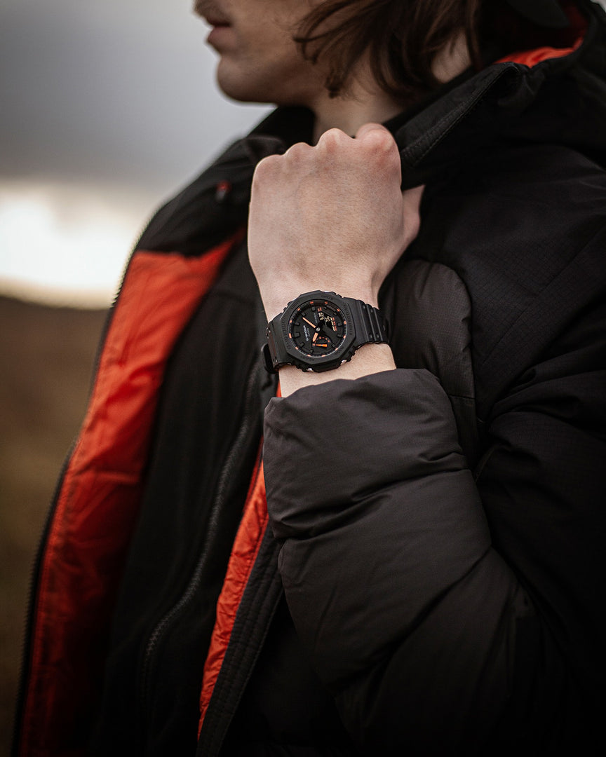 Casio G-Shock GA-2100-1A4ER 2100 Utility Black Series Orange Detailing Men's Watch - mzwatcheslk srilanka