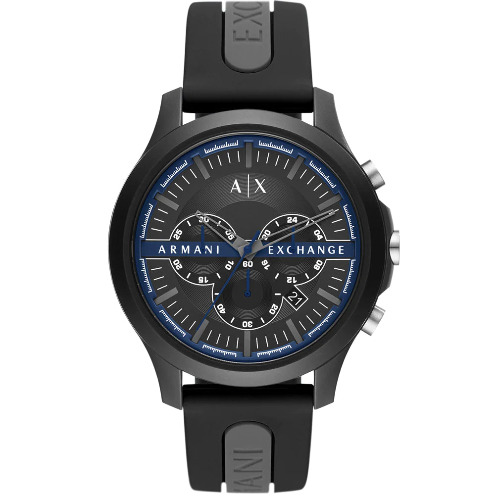 Armani Exchange AX2447 Black Chronograph Dial Black Silicone Strap Men's Watch - mzwatcheslk srilanka