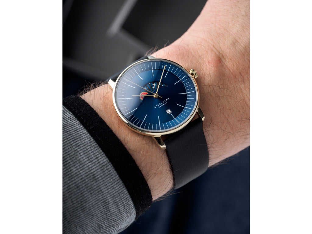 STERNGLAS S01-RC07-PR08 Limited Edition Roncalli Blue Dial Black Leather Strap Men's Watch - mzwatcheslk srilanka
