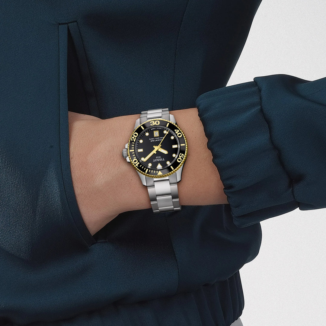 Tissot T1202102105100 Seastar 1000 36mm Black Dial Stainless Steel Bracelet Men's Watch - mzwatcheslk srilanka