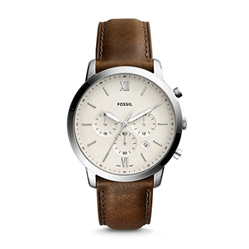 Fossil FS5380 Neutra Cream Chronograph Dial Brown Leather Strap Men's Watch - mzwatcheslk srilanka