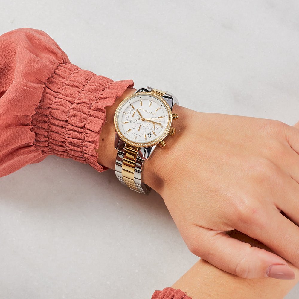 Michael Kors MK6474 Ritz Two-Tone Chronograph Women's Watch - mzwatcheslk srilanka
