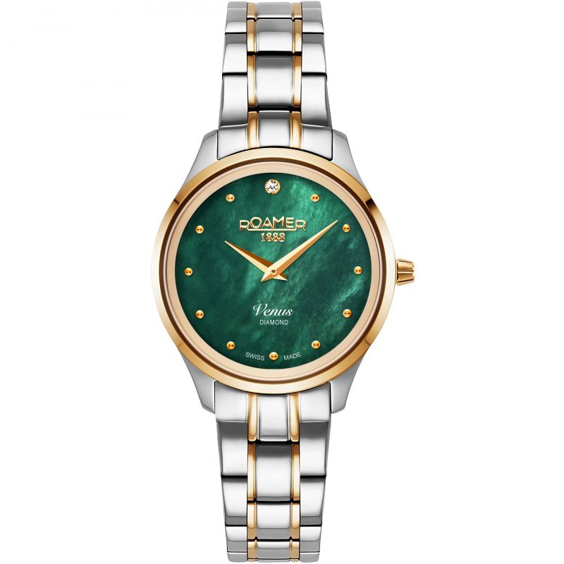 Roamer 601857 47 59 20 Venus Green MOP Diamond Dial Yellow Gold Bi colour Bracelet Women's Watch - mzwatcheslk srilanka
