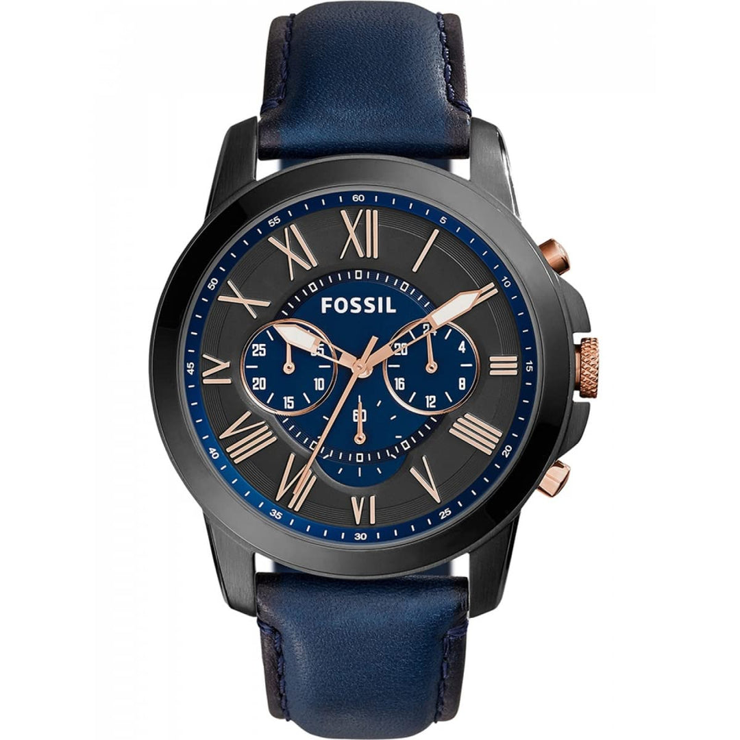 Fossil FS5061 Grant Blue Dial Blue Leather Strap Men's Watch - mzwatcheslk srilanka