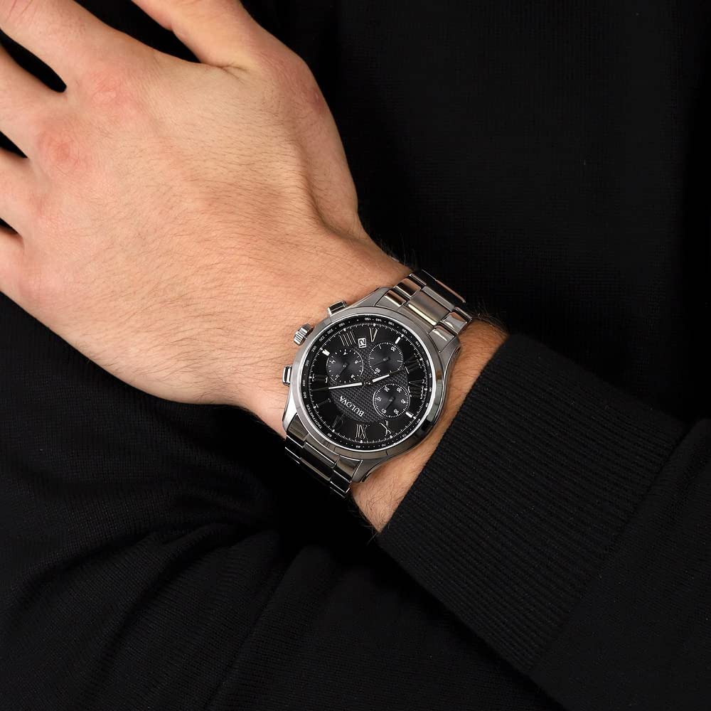 Bulova 96B288 Chronograph Black Dial Stainless Steel Men's Watch - mzwatcheslk srilanka