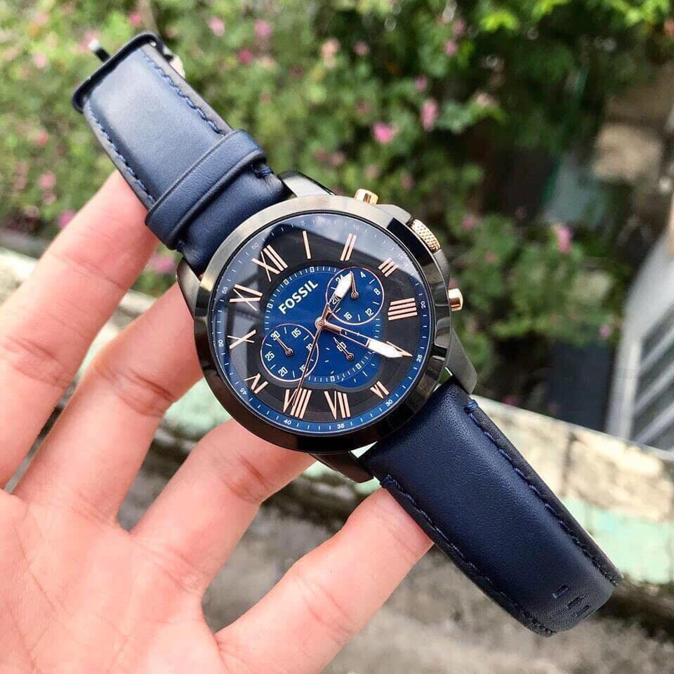 Fossil FS5061 Grant Blue Dial Blue Leather Strap Men's Watch - mzwatcheslk srilanka