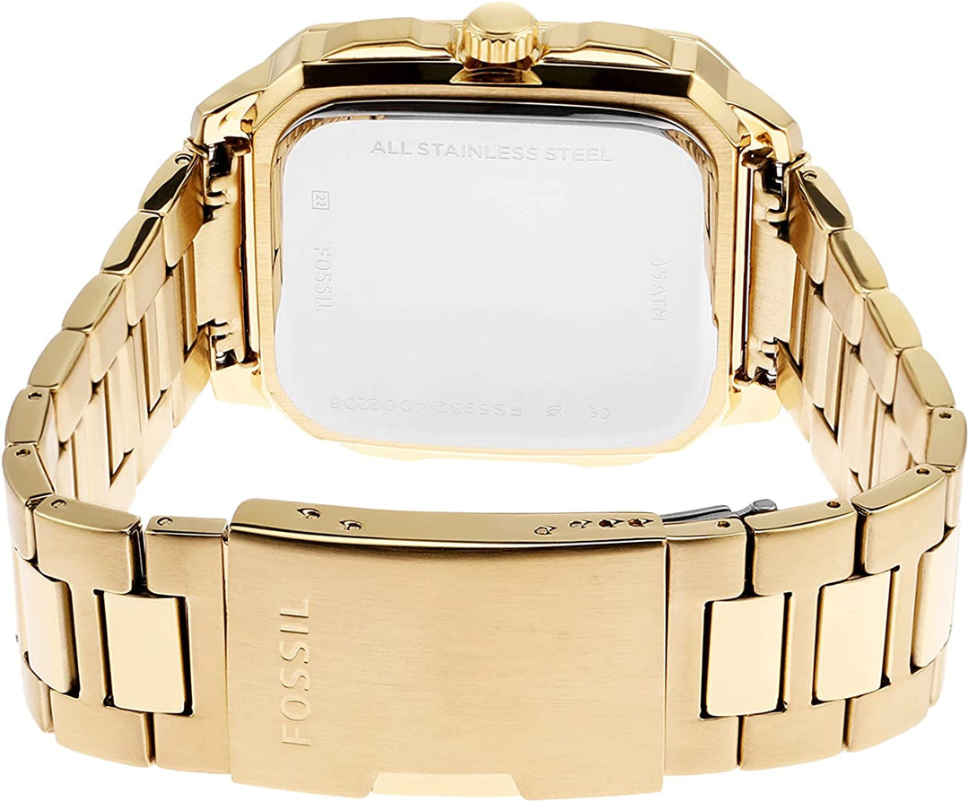 Fossil FS5932 Inscription Black Dial Gold Stainless Steel Bracelet Men's Watch - mzwatcheslk srilanka