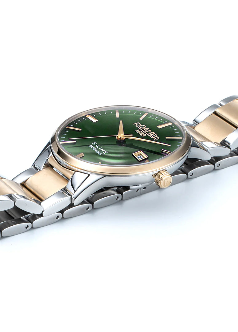 Roamer 718833 48 75 70 R Line Classic Green Dial Gold Bi Colour Bracelet Men's Watch - mzwatcheslk srilanka