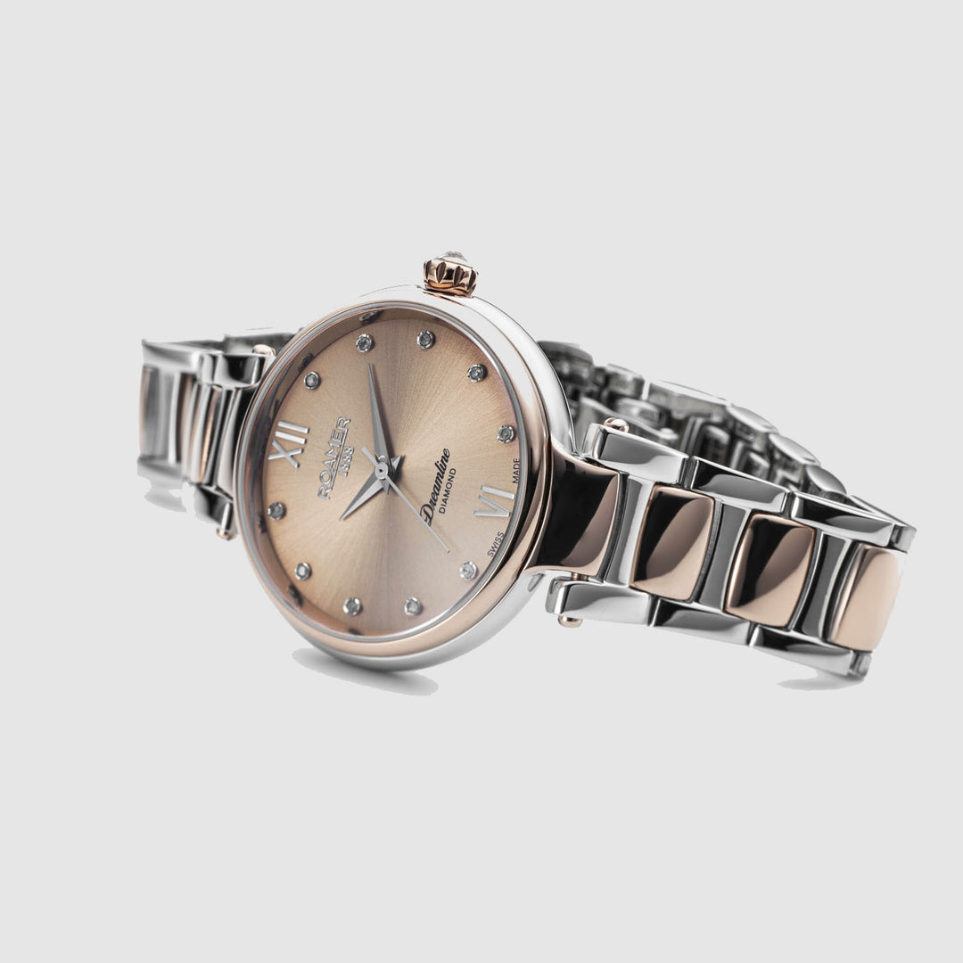 Roamer 857847 49 38 50 Dreamline Diamond Set Rose Gold Dial Two Tone Steel Bracelet Women's Watch - mzwatcheslk srilanka