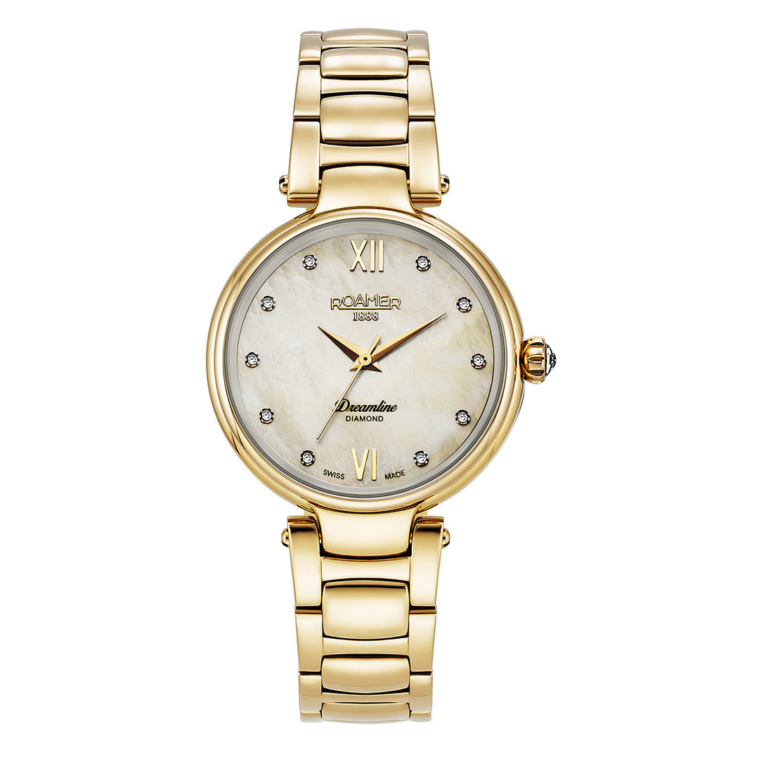 Roamer 857847 48 29 50 Dreamline Diamond Set MOP Dial Gold PVD Steel Bracelet Women's Watch - mzwatcheslk srilanka