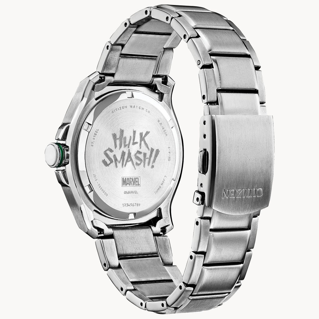 Citizen AW1351-56W Marvel The Hulk 'Hulk Smash' Stainless Steel Black & Green Men's Watch - mzwatcheslk srilanka