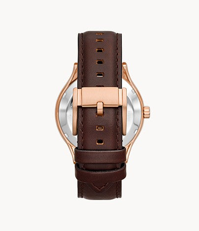 Fossil Fenmore BQ 2650 Automatic Open Heart Dial Brown Leather Strap Men's Watch - mzwatcheslk srilanka