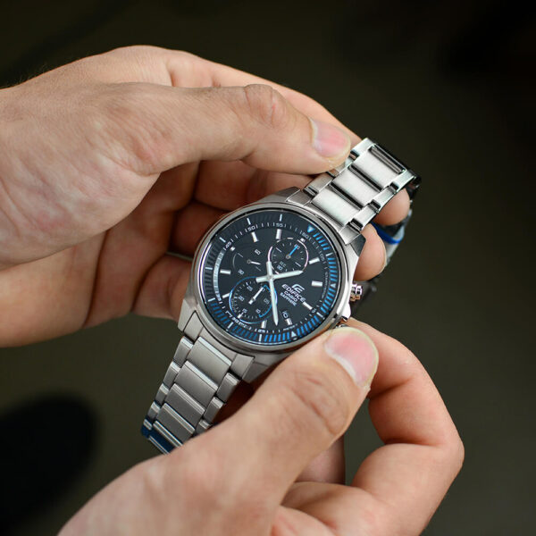 Casio Edifice -Classic Collection EFR-S572D-1AVUEF Stainless Steel Bracelet Black Dial Mens Watch - mzwatcheslk srilanka