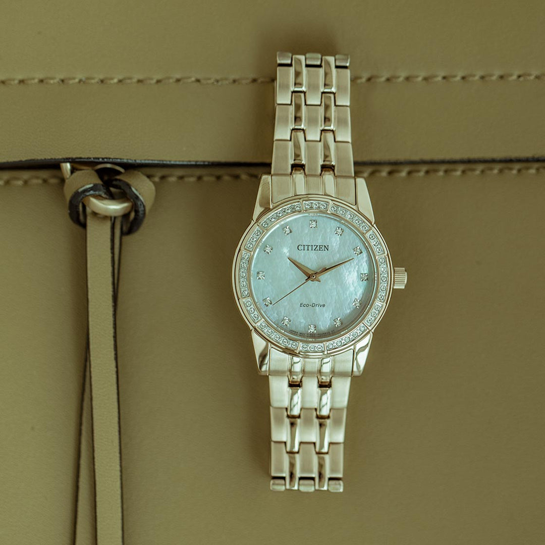 Citizen EM0773-54D Eco drive Crystal Gold PVD Steel Women's Watch - mzwatcheslk srilanka