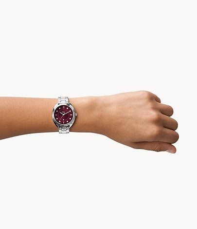 Fossil ES5126 Gabby Crystal Accents Stainless Steel Red Dial Quartz Women's Watch - mzwatcheslk srilanka
