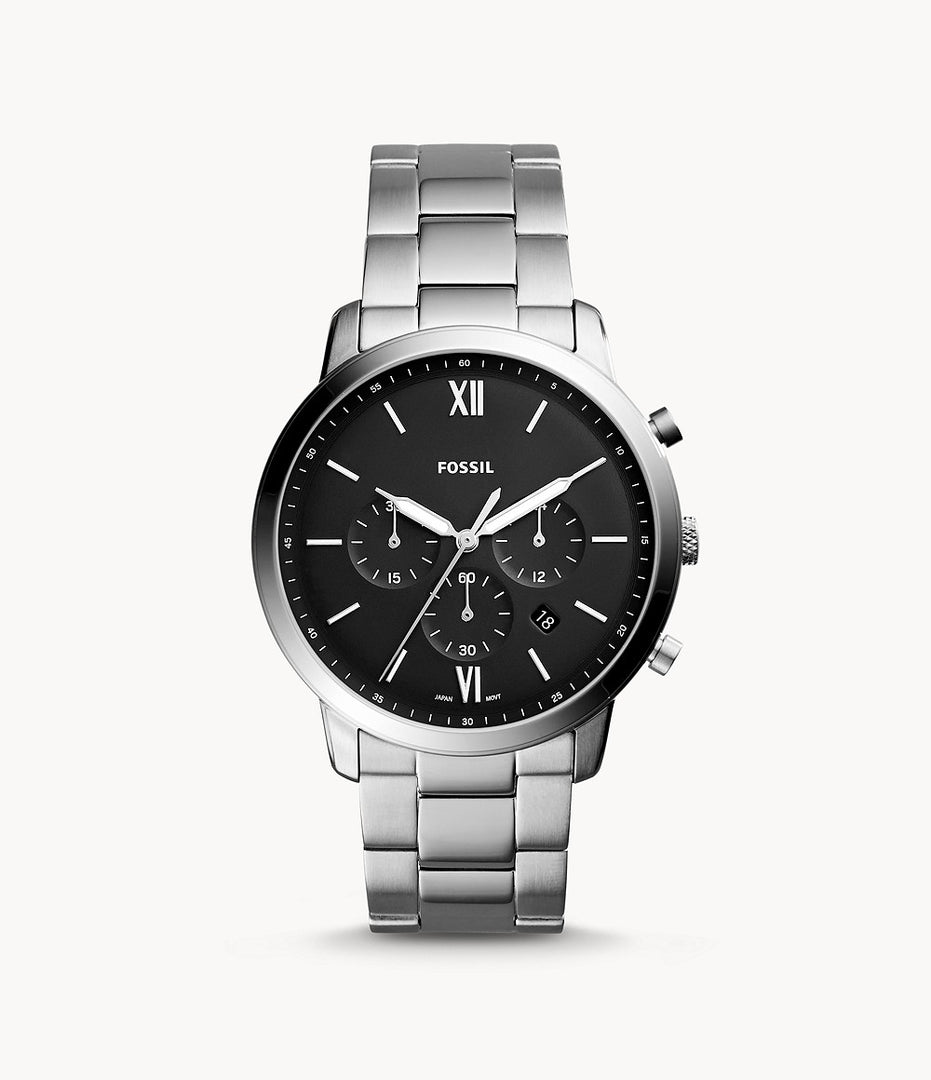 Fossil FS5384 Neutra Black Chronograph Dial Stainless Steel Bracelet Men's Watch - mzwatcheslk srilanka