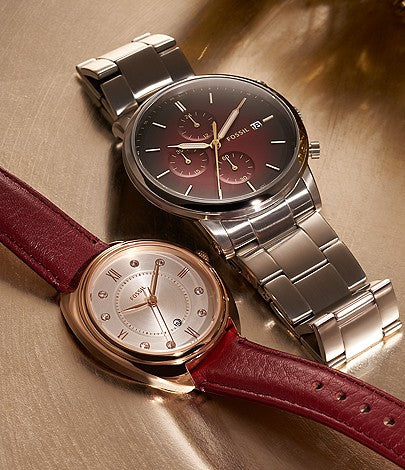 Fossil FS5887 Neutra Minimalist Chronograph Stainless Steel Red Dial Quartz Men's Watch - mzwatcheslk srilanka