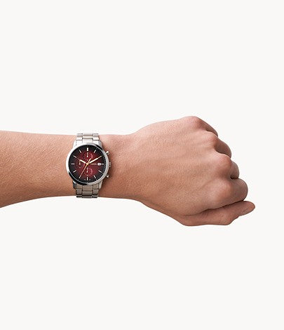 Fossil FS5887 Neutra Minimalist Chronograph Stainless Steel Red Dial Quartz Men's Watch - mzwatcheslk srilanka