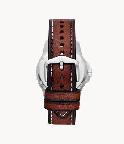 Fossil FS5961 Blue Green Dial Brown Eco Leather Strap Men’s Watch - mzwatcheslk srilanka