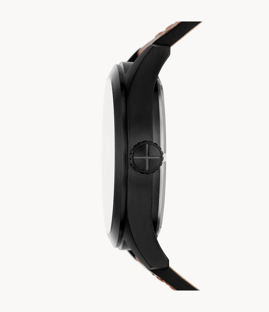 Fossil FS5978 Defender Black Dial Brown Eco Leather Strap Men's Watch - mzwatcheslk srilanka