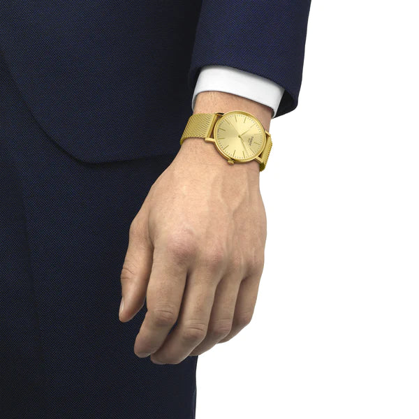 Tissot Everytime T1434103302100 Gold Dial Steel Mesh Bracelet Men's Watch - mzwatcheslk srilanka