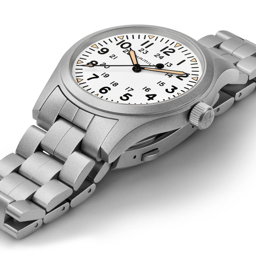 Hamilton H69529113 Khaki Field Mechanical 42mm White Dial Men's Watch - mzwatcheslk srilanka