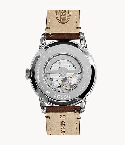 Fossil ME3061 Townsman Automatic Black Dial Brown Leather Strap Men's Watch - mzwatcheslk srilanka