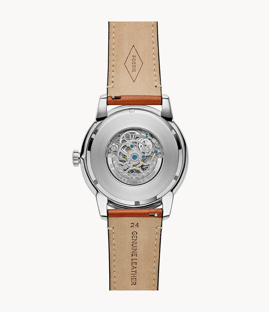 Fossil ME3154 Townsman Automatic Blue Open Heart Dial Brown Leather Strap Men's Watch - mzwatcheslk srilanka