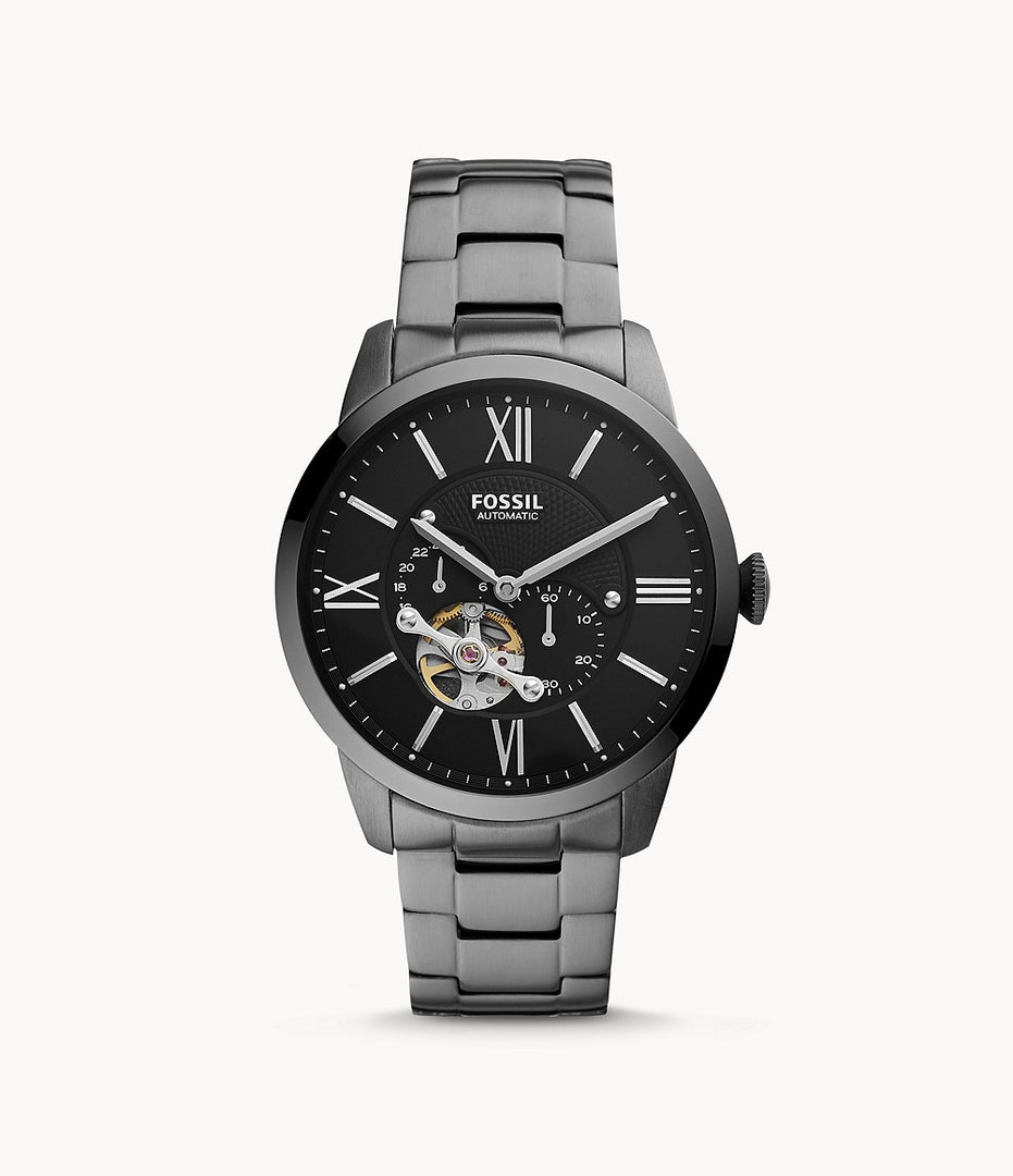 Fossil ME3172 Townsman Automatic Black Dial Gunmetal Stainless Steel Bracelet Men's Watch - mzwatcheslk srilanka
