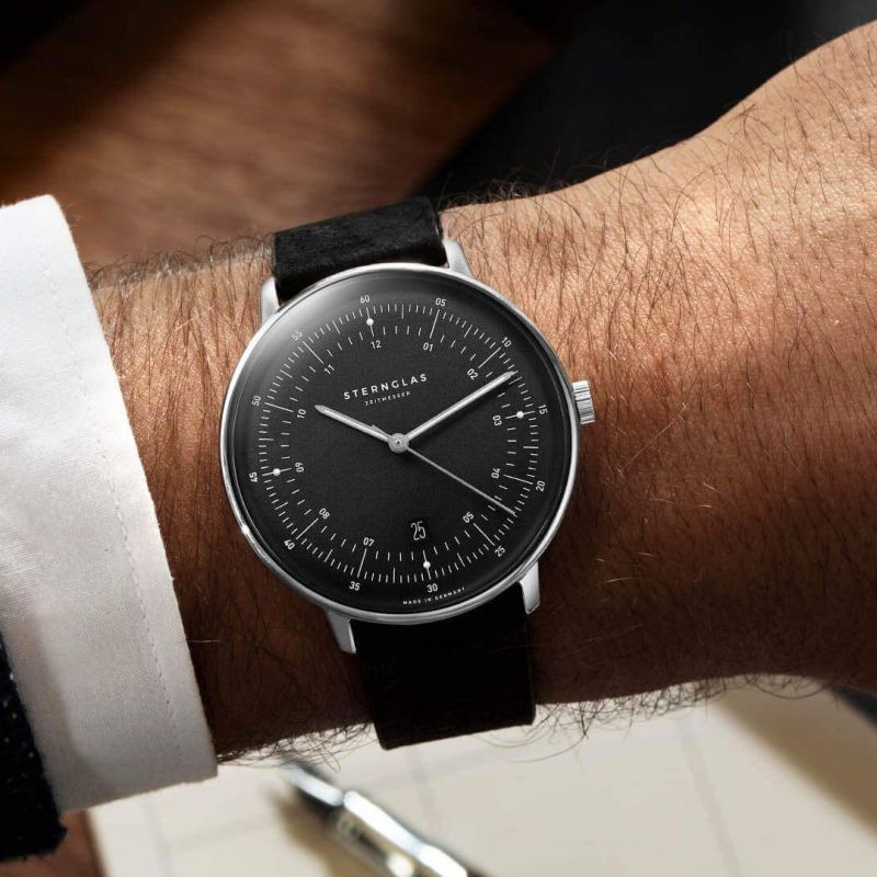 STERNGLAS S01-HH11-VI15 Hamburg 42mm Quartz Graphite Black Men's Watch - mzwatcheslk srilanka