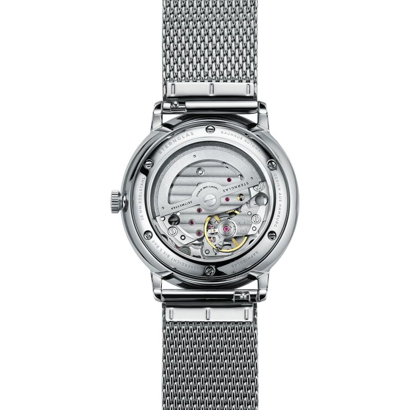 STERNGLAS S02-NA01-MI04 Naos Automatic White Dial Steel Mesh Bracelet Men's Watch - mzwatcheslk srilanka