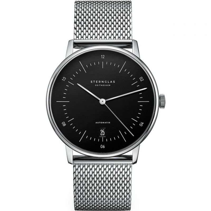STERNGLAS S02-NA03-MI04 Naos Automatic Black Dial Steel Mesh Bracelet Men's Watch - mzwatcheslk srilanka