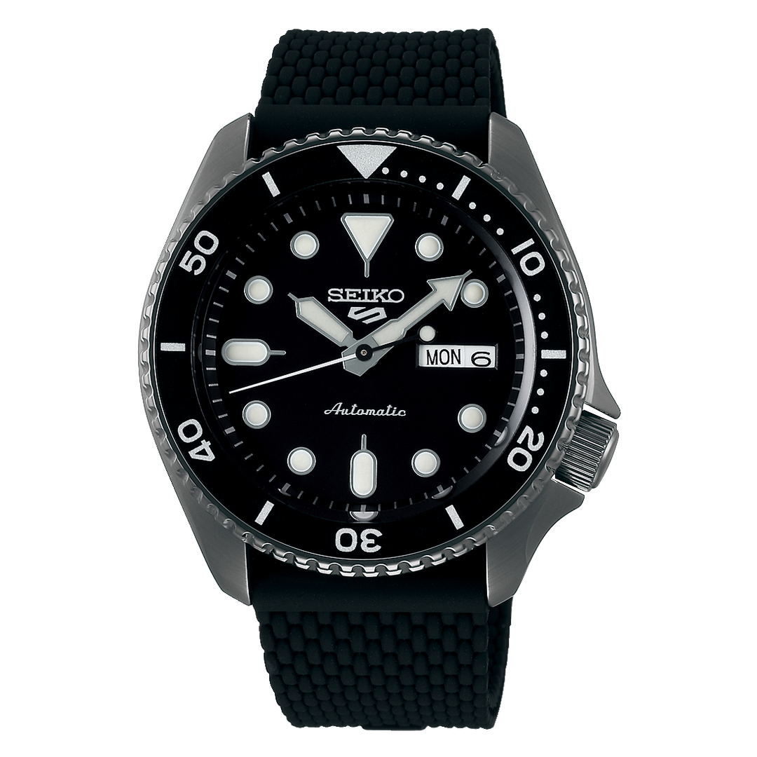 Seiko 5 Sport SRPD65K2 Suits Automatic Black Dial Black Rubber Men's Watch - mzwatcheslk srilanka