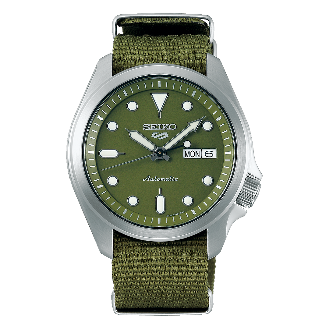 Seiko 5 SRPE65K1 Men's Sports Green Dial Green Nylon Strap - mzwatcheslk srilanka