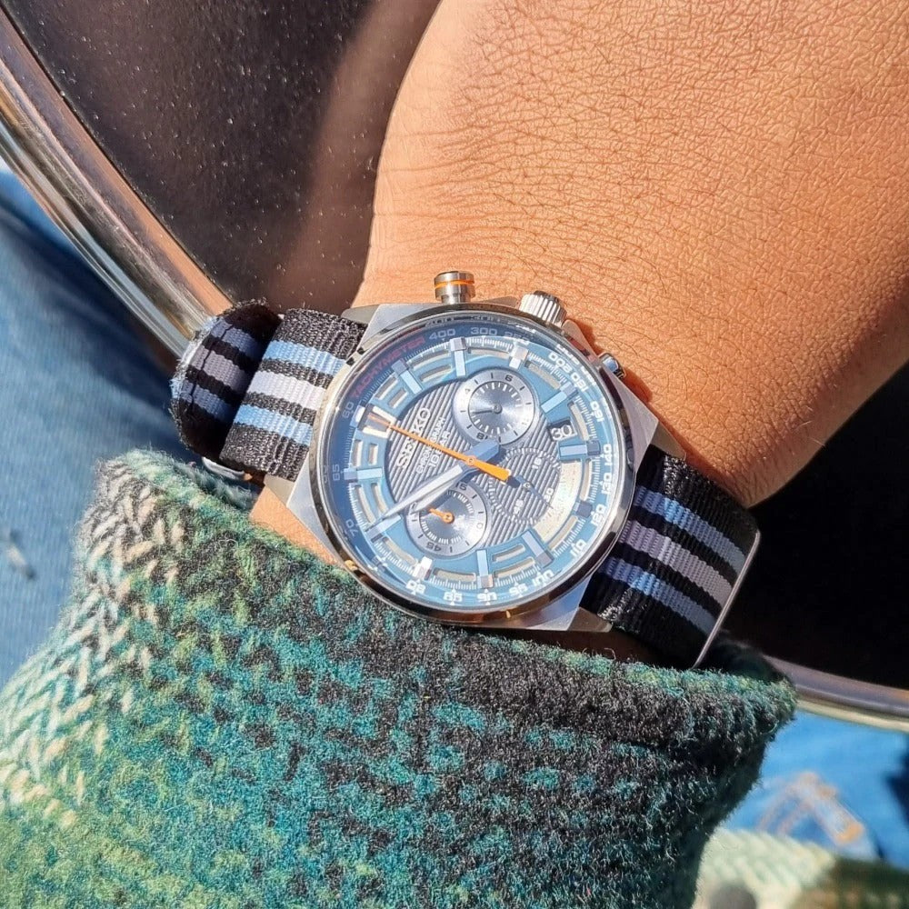 Seiko SSB409P1 Men's Chronograph Blue Dial NATO Strap Watch – MZ