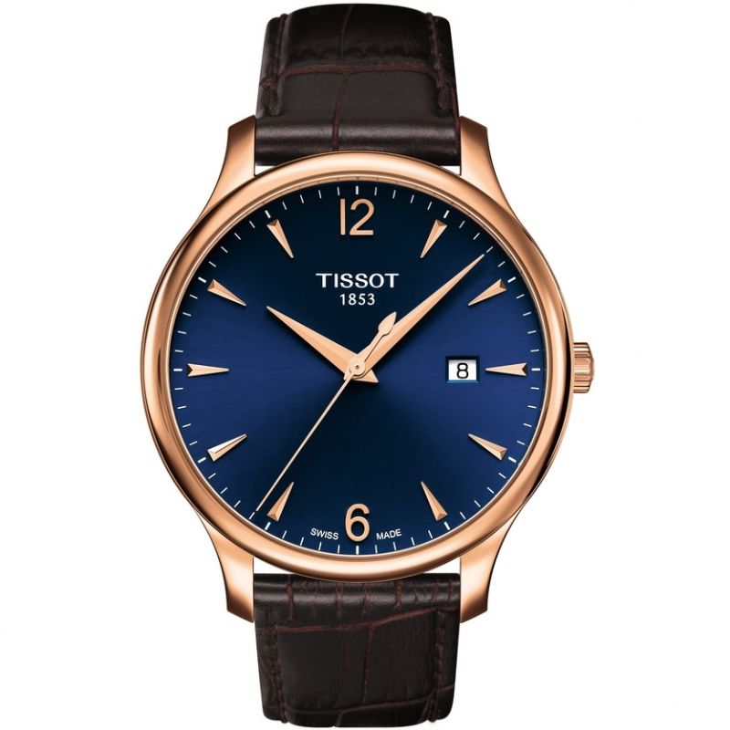 Tissot Tradition Brown Leather Strap Blue Dial T0636103604700