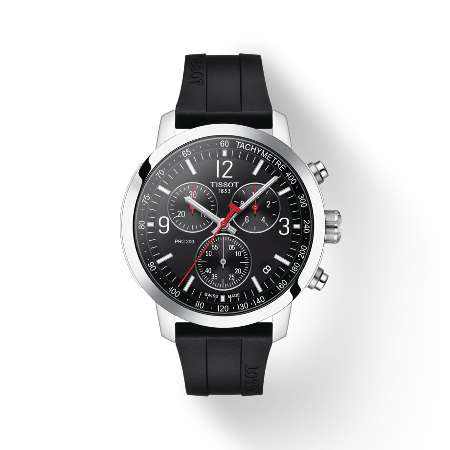 Tissot PRC 200 T1144171705700 Chronograph Black Dial Black Rubber Strap Men's Watch - mzwatcheslk srilanka