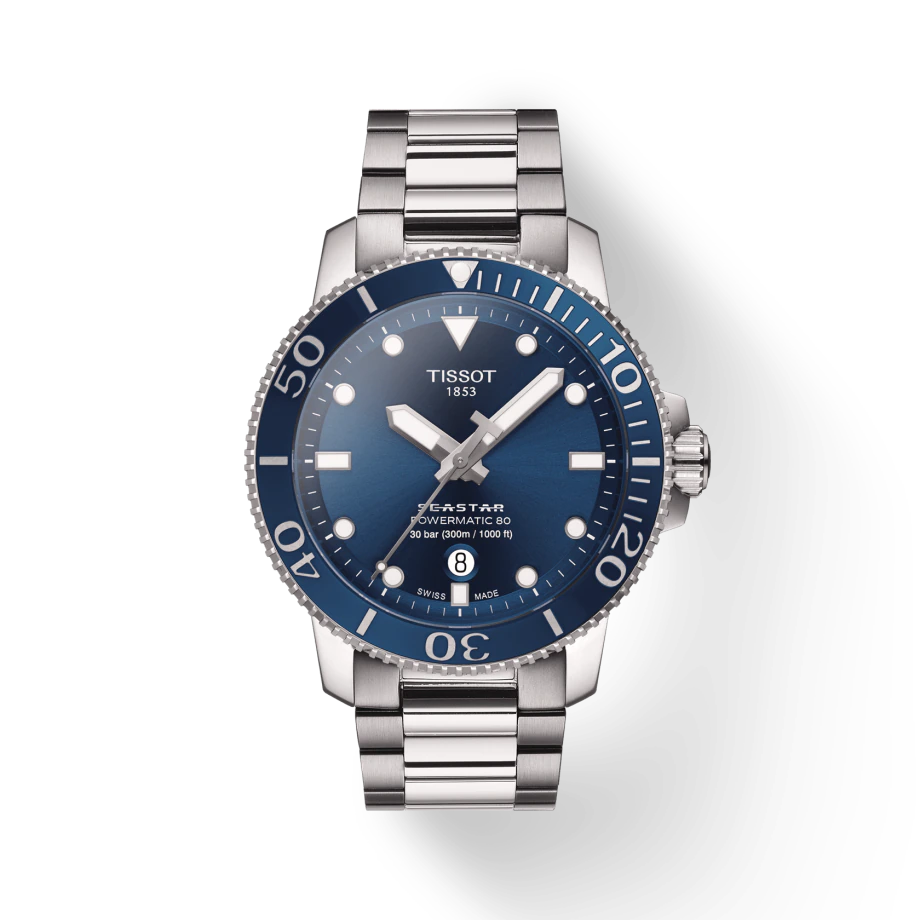 Tissot T1204071104103 Seastar 1000 Powermatic 80 Blue Dial Men's Watch - mzwatcheslk srilanka