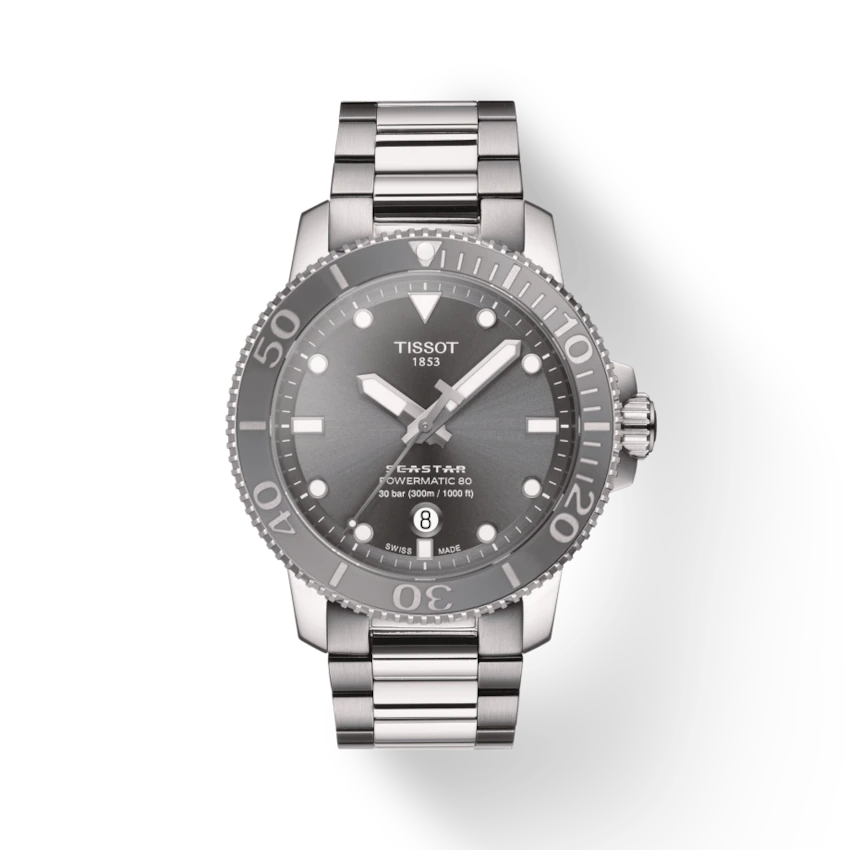 Tissot T1204071108101 Seastar 1000 Powermatic 80 Grey Dial Men's Watch - mzwatcheslk srilanka